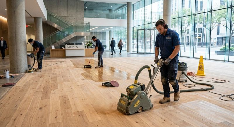 Our team working on Wood Floor Service projects in Sunbury, OH