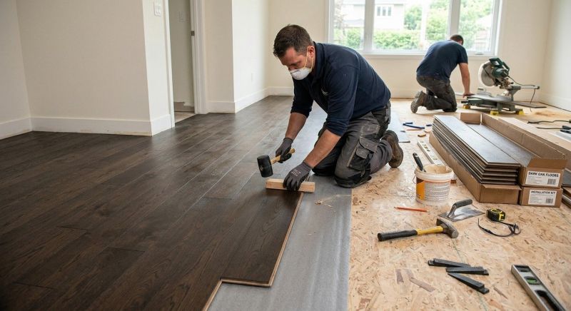 Dark Wood Floor Installation in Sunbury, OH