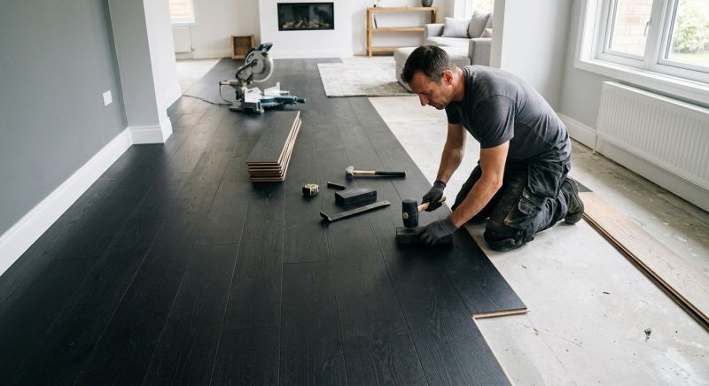 Dark Wood Floor Installation in Sunbury, OH